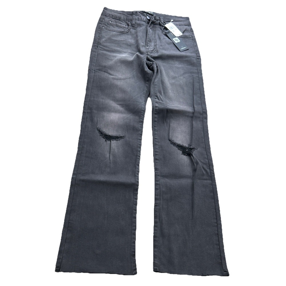 Numero Phoenix Women Black High Rise Straight Crop Distressed Jeans Size 27